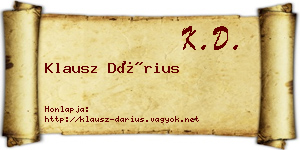 Klausz Dárius névjegykártya